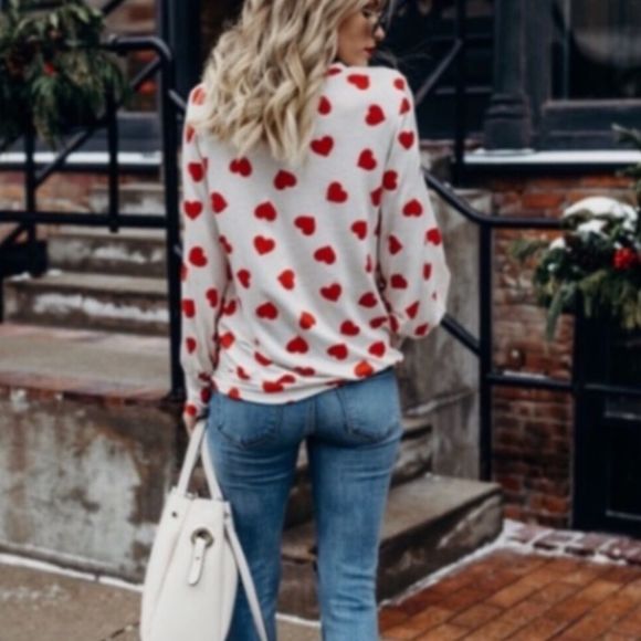 Sweetheart Red Heart Valentine Print Top L-XL - Picture 3 of 8